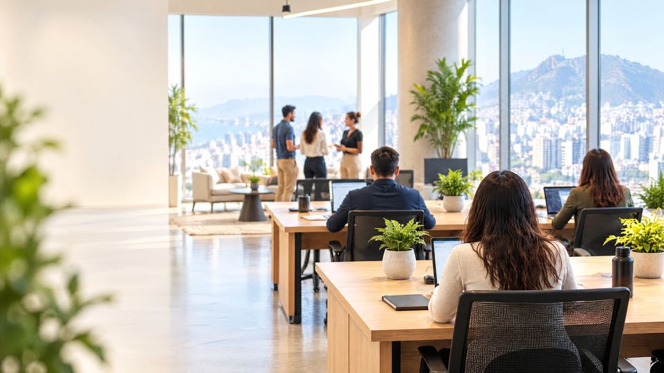 Oficina con el equipo de trabajo