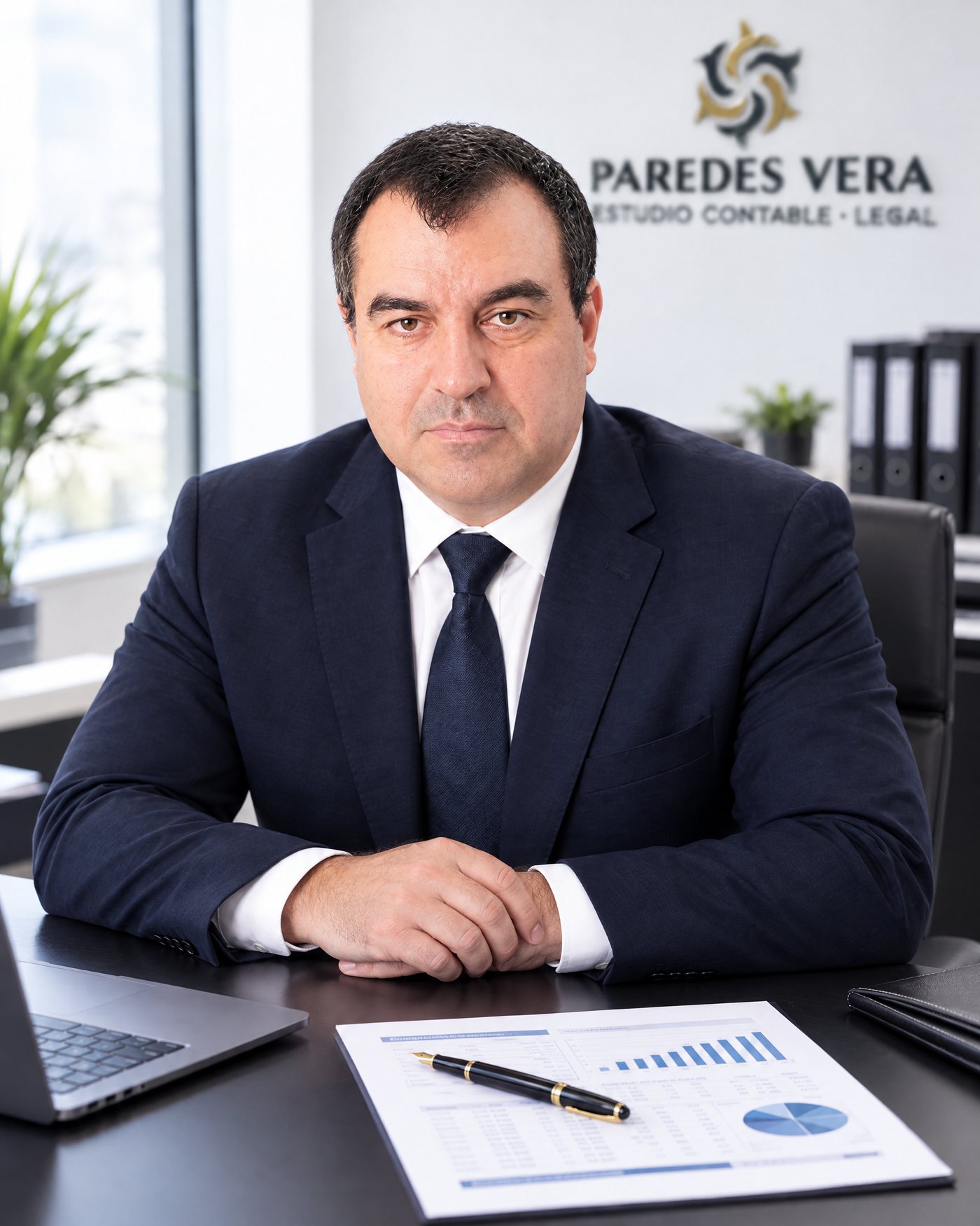 Wilson Alexander Paredes Vera con un informe de precios de transferencia en la oficina de Paredes Vera Estudio Contable Legal